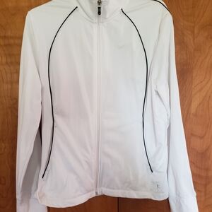Danskin White Zip-Front Jacket with Black Piping